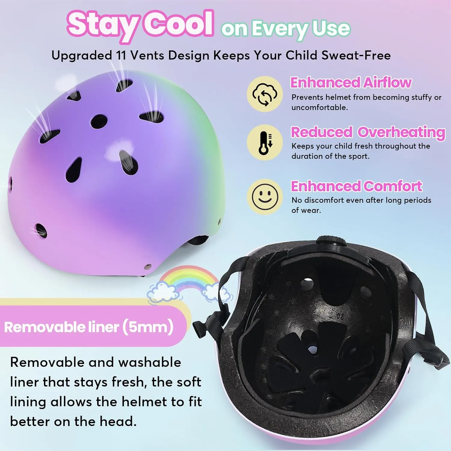 Gradient Toddler Helmet Kids Bike Helmet Adjustable from Toddler to Youth 11 Vents Safety & Ventilation Design for Cycling Skating Scooter Skateboard