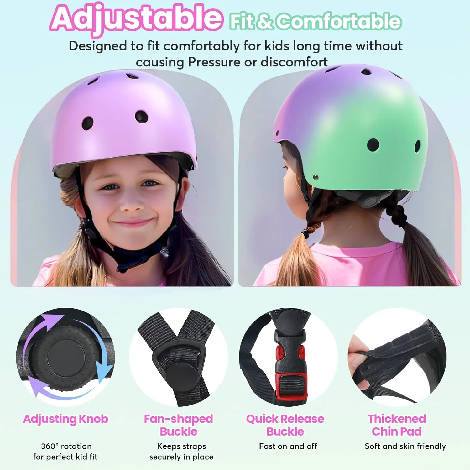 Gradient Toddler Helmet Kids Bike Helmet Adjustable from Toddler to Youth 11 Vents Safety & Ventilation Design for Cycling Skating Scooter Skateboard