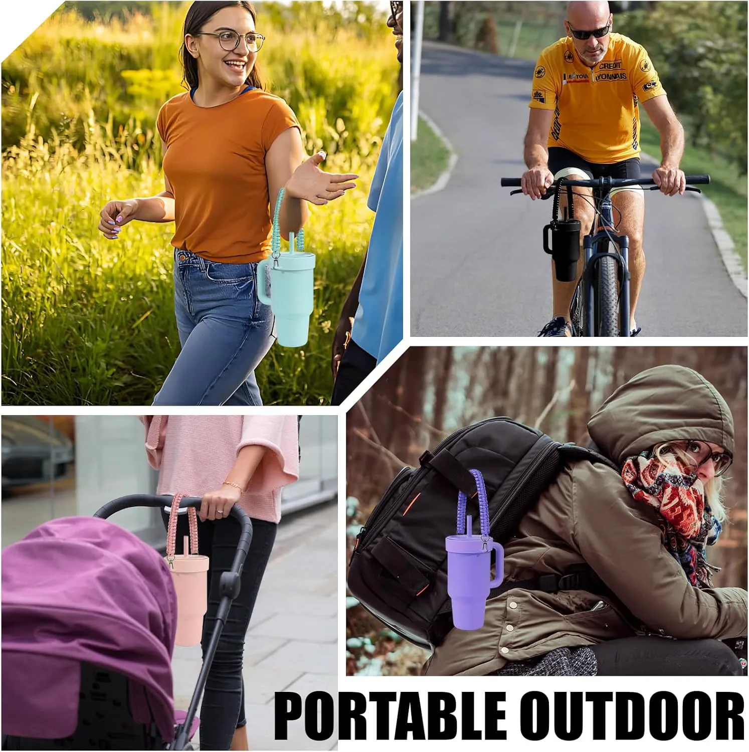 Greant Water Bottle Handle for HydroFlask Tumbler 40oz & 32oz, Tumbler Carrier Strap for Hydro Flask Tumblers,5 Colors