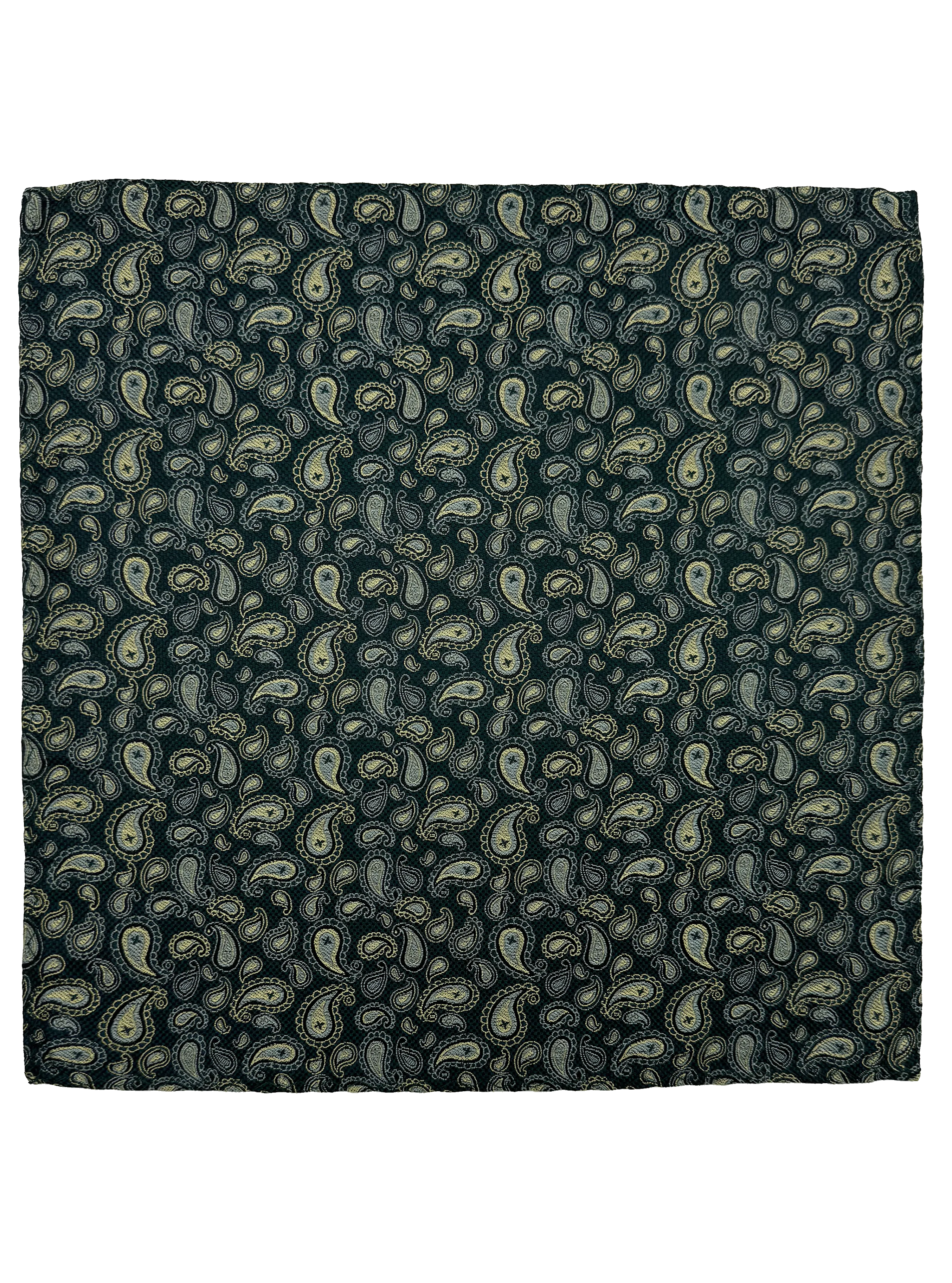 Green Paisley Print Silk Pocket Square