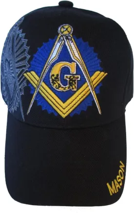 Headwear Freemason Embroidered Black Adjustable Hat Mason Masonic Lodge Baseball Cap (Black)