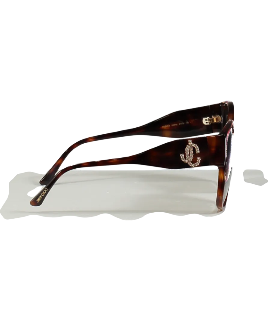 Jimmy Choo Brown Noemi Crystal Logo Sunglasses in case