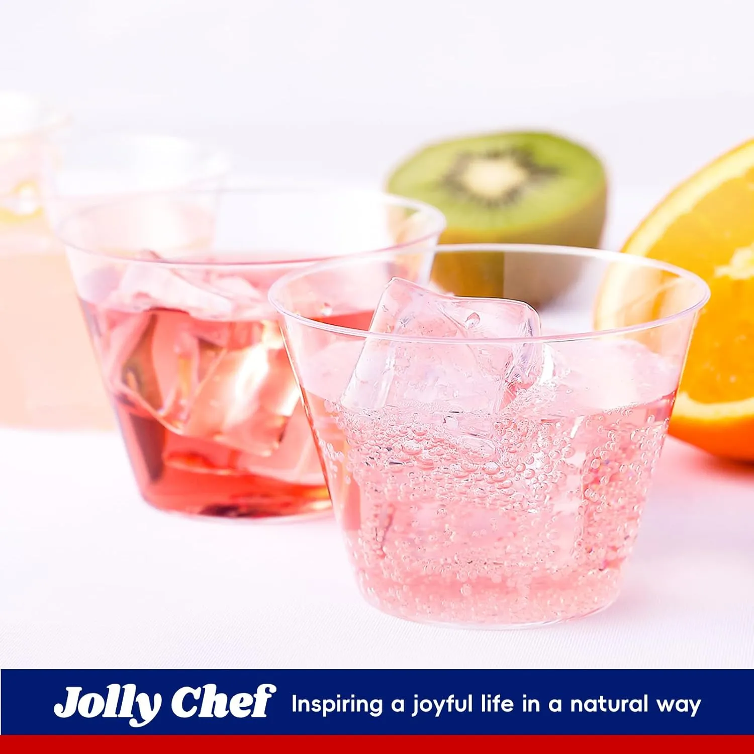 JOLLY CHEF 9 oz Clear Disposable Plastic Cups, 50 Pack Clear Plastic Cups Tumblers, Heavy-duty Party Glasses, Disposable Cups for Wedding,Thanksgiving, Christmas Party