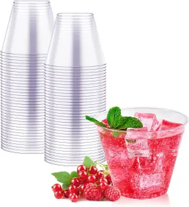 JOLLY CHEF 9 oz Clear Disposable Plastic Cups, 50 Pack Clear Plastic Cups Tumblers, Heavy-duty Party Glasses, Disposable Cups for Wedding,Thanksgiving, Christmas Party
