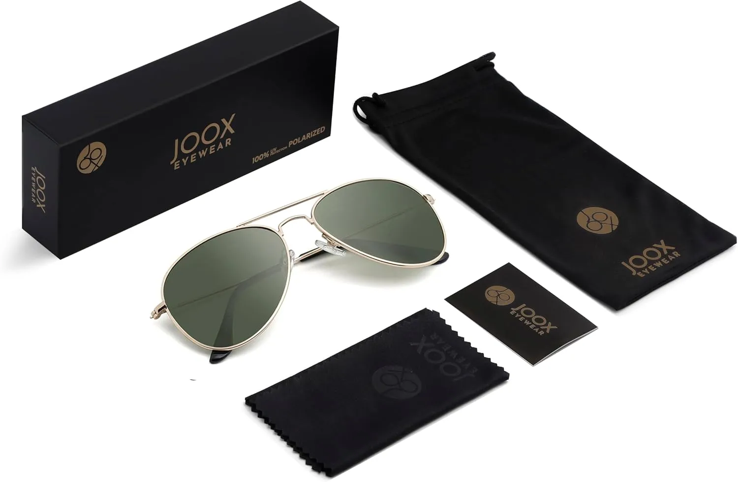 JOOX Polarized Aviator Sunglasses for Women Men, UV400 Protection Lens and Lightweight Metal Pilot Frame