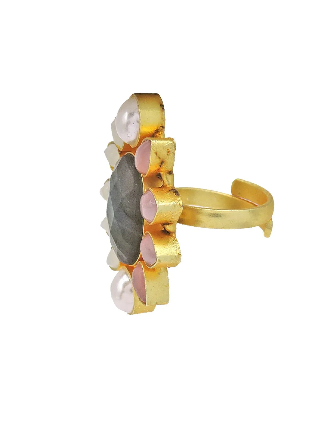 Labradorite & Glass Ring