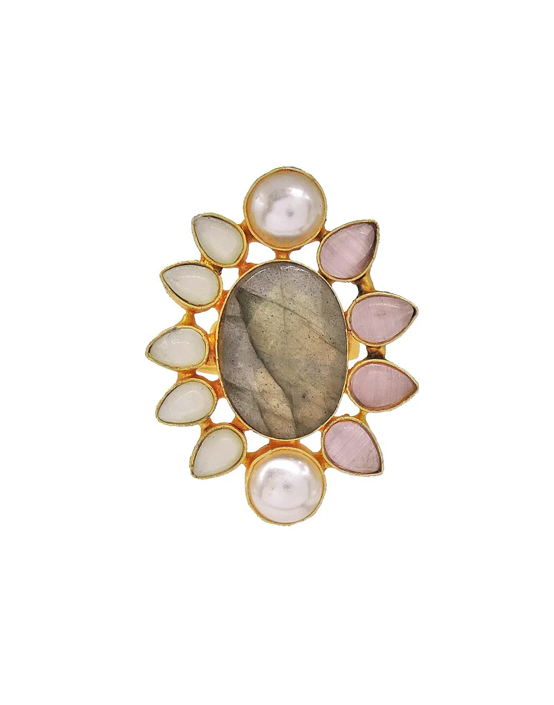 Labradorite & Glass Ring