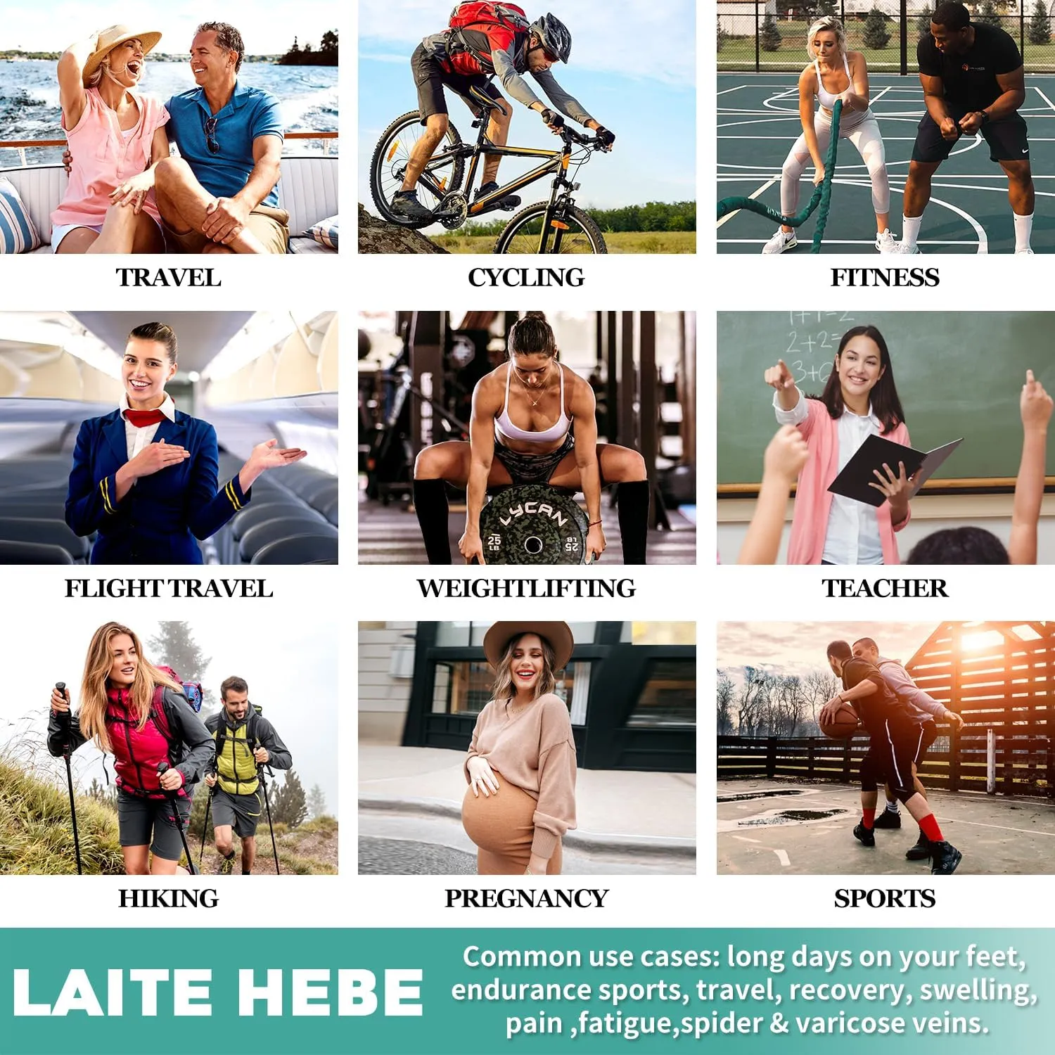 Laite Hebe 3 Pack Medical Compression Sock-Compression Sock for Women and Men-Best for Running,Nursing,Sports