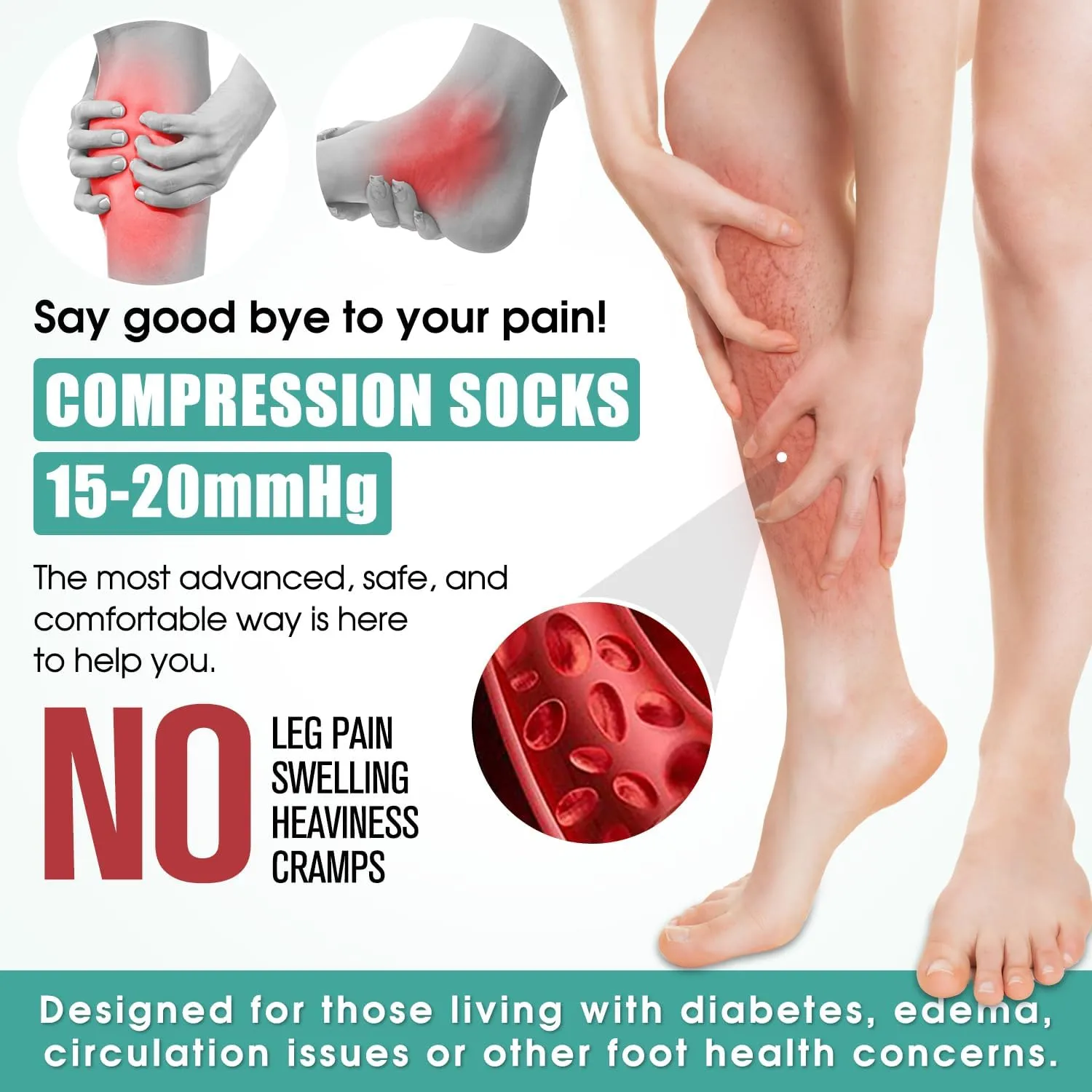 Laite Hebe 3 Pack Medical Compression Sock-Compression Sock for Women and Men-Best for Running,Nursing,Sports