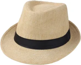 Men's Classic Manhattan Structured Gangster Trilby Fedora Hat Short Brim Panama Hat