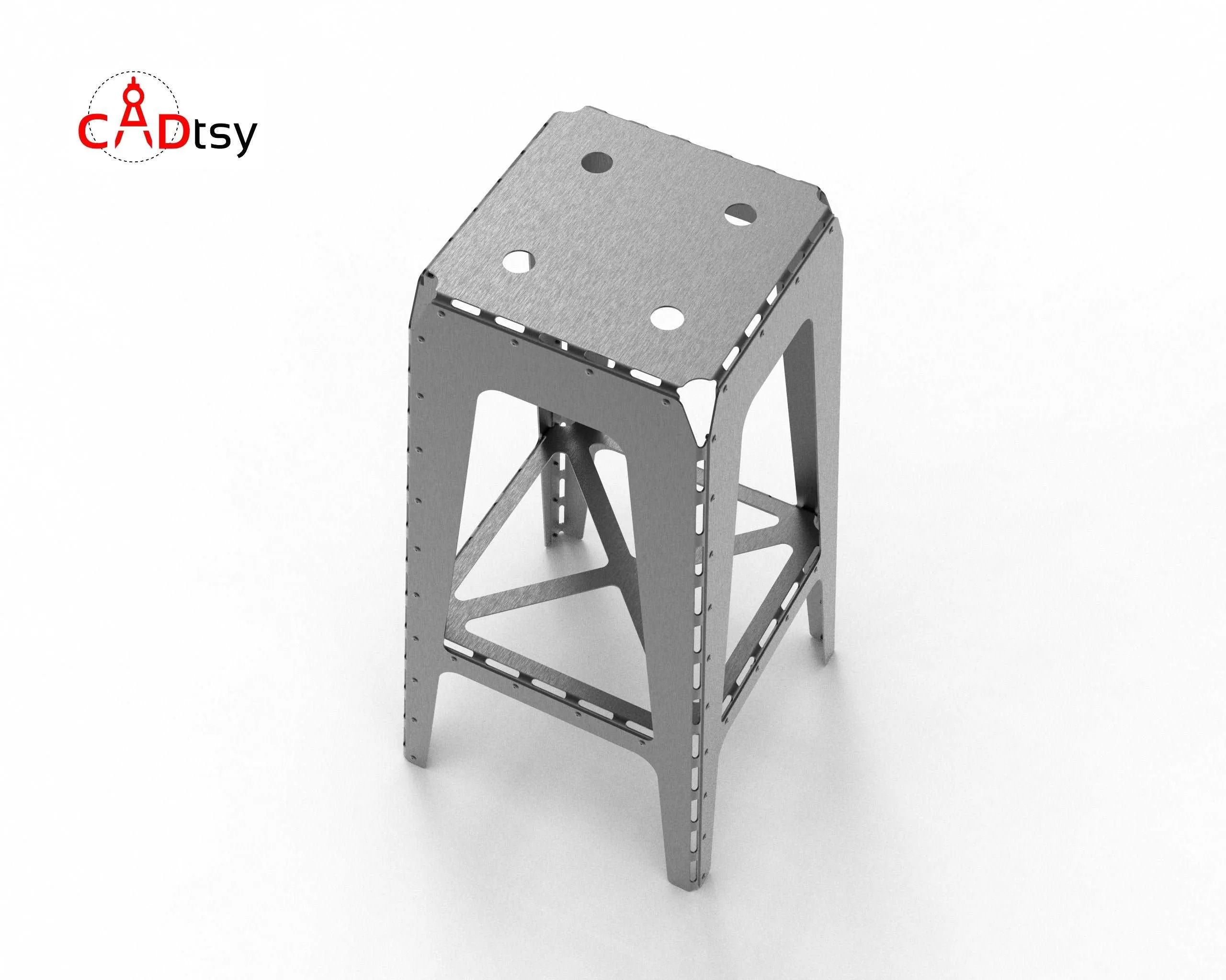 Metal Bar Stool CNC Laser/Plasma Cutting DXF/SVG Files. Industrial Style. Height 750mm (29.5")