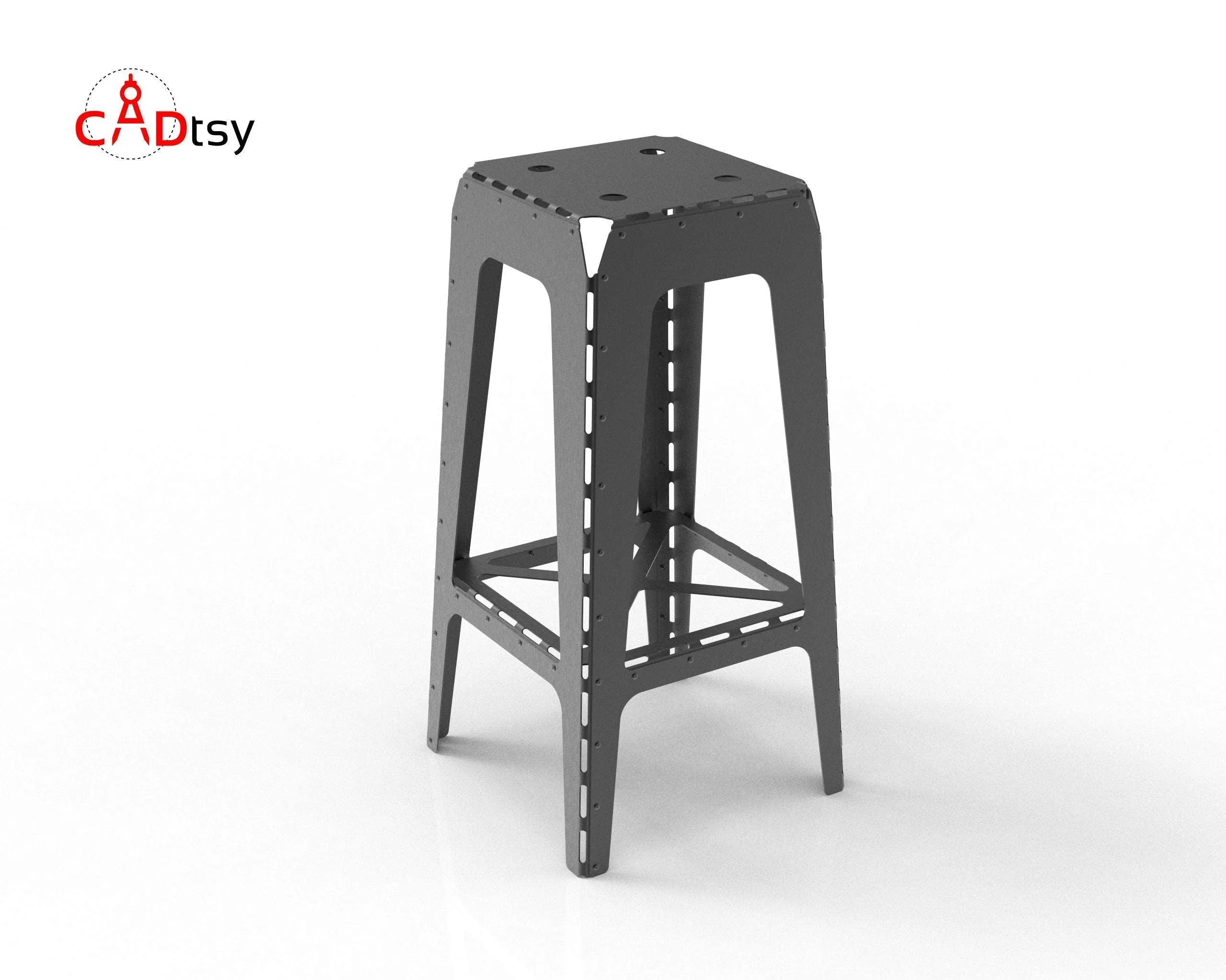 Metal Bar Stool CNC Laser/Plasma Cutting DXF/SVG Files. Industrial Style. Height 750mm (29.5")