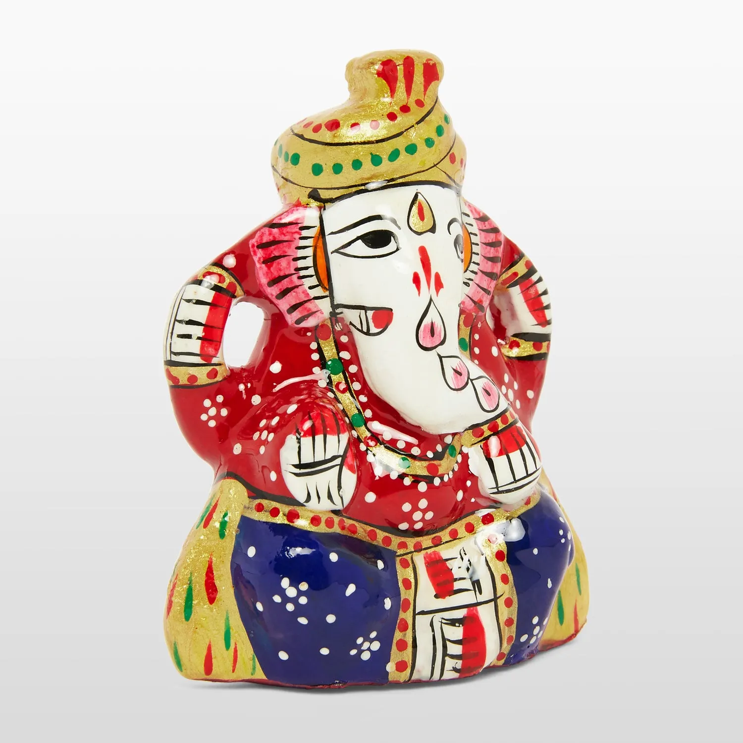 Metal Enamel Handpainted Ganesha with Turban 2.5 in