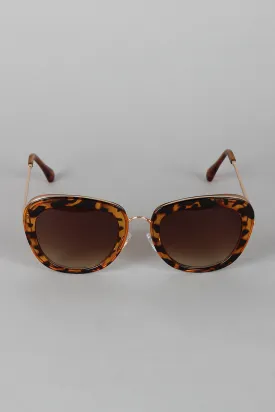 Mod Rectangular Cat Eye Wire Bridge Sunglasses