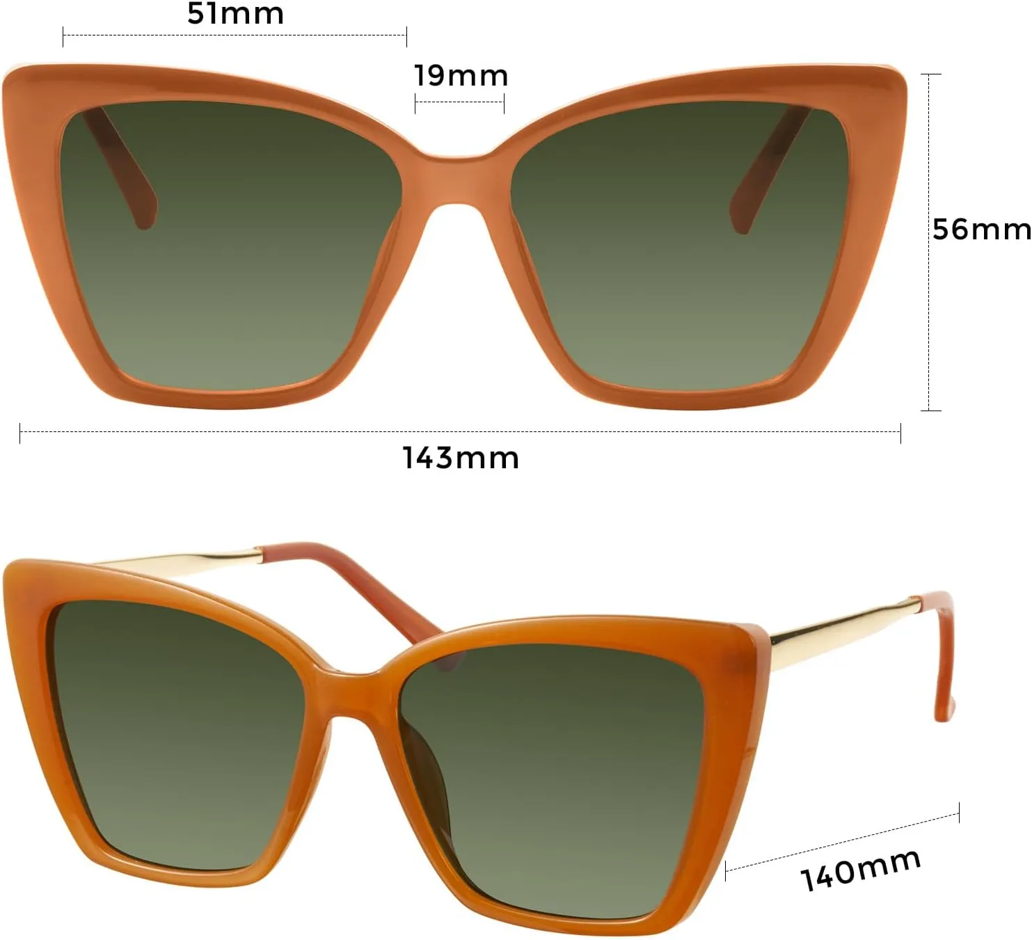 mosanana Oversized Cat Eye Sunglasses for Women Trendy Style MS52028