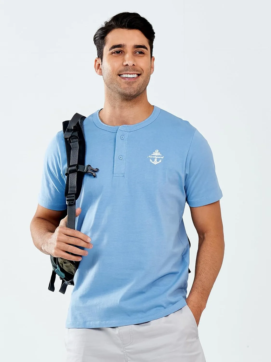 NORTHYARD Men's Henley Shirts Casual Short Sleeve Heavy Cotton T-Shirts Solid Basic Summer Tee Tops