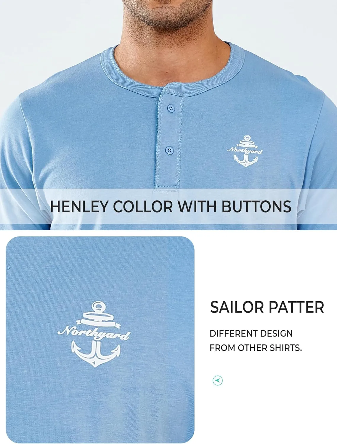 NORTHYARD Men's Henley Shirts Casual Short Sleeve Heavy Cotton T-Shirts Solid Basic Summer Tee Tops