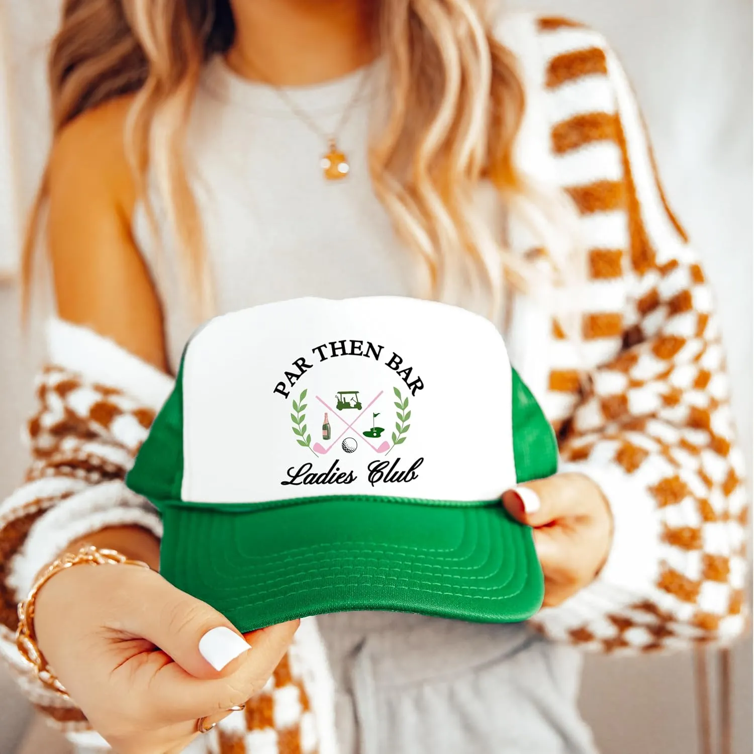 Par Then Bar Ladies Club Funny Golfer Women's Classic 5 Panel Mesh Snap Back Trucker Hat