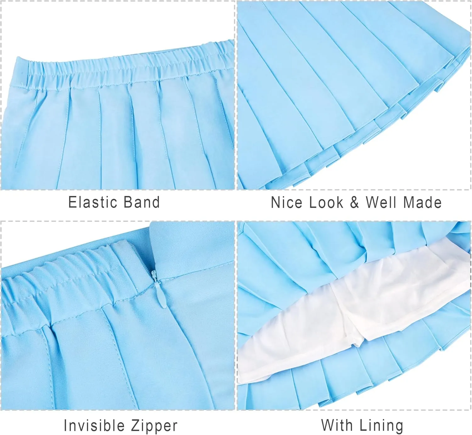 Pleated Skirt for Women Skater Skirt with Shorts Elastic Waist Plus Size Tennis Skirts