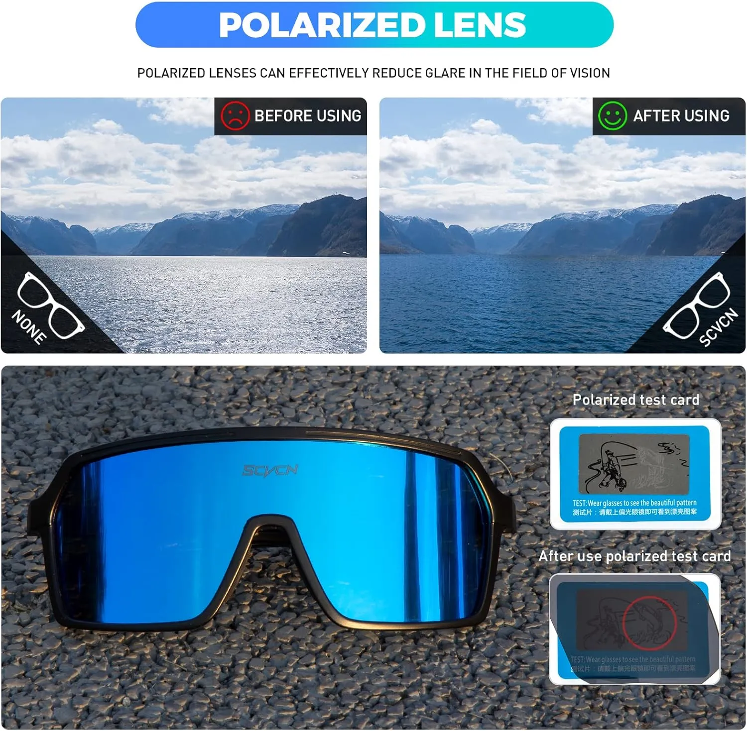 Polarized Cycling Glasses Sport Sunglasses MTB BMX Men Women Running Driving Fishing Golf S61