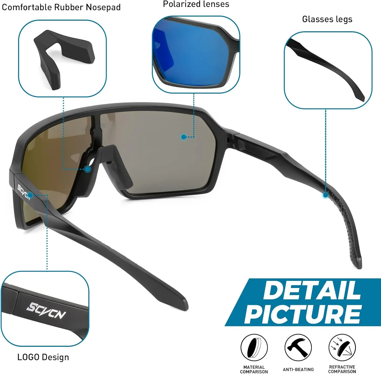 Polarized Cycling Glasses Sport Sunglasses MTB BMX Men Women Running Driving Fishing Golf S61