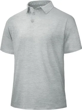 Polo Shirts for Men - Quick Dry Moisture Wicking Black Short Sleeve Performance Golf T Shirts for Casual Work Athletic