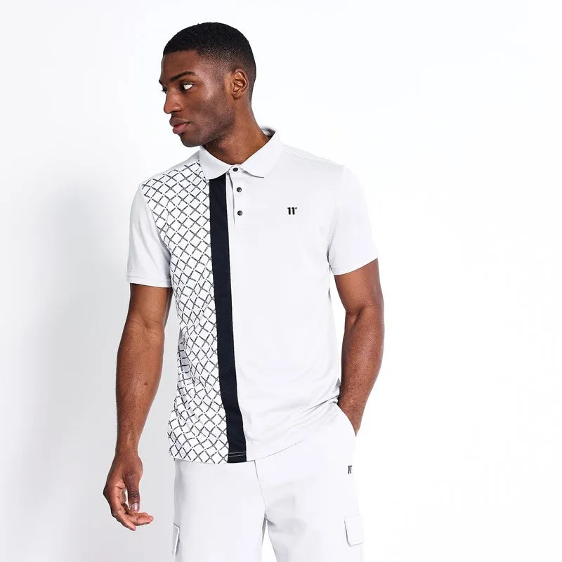 Printed Block Golf Polo - Vapour Grey / White / Black