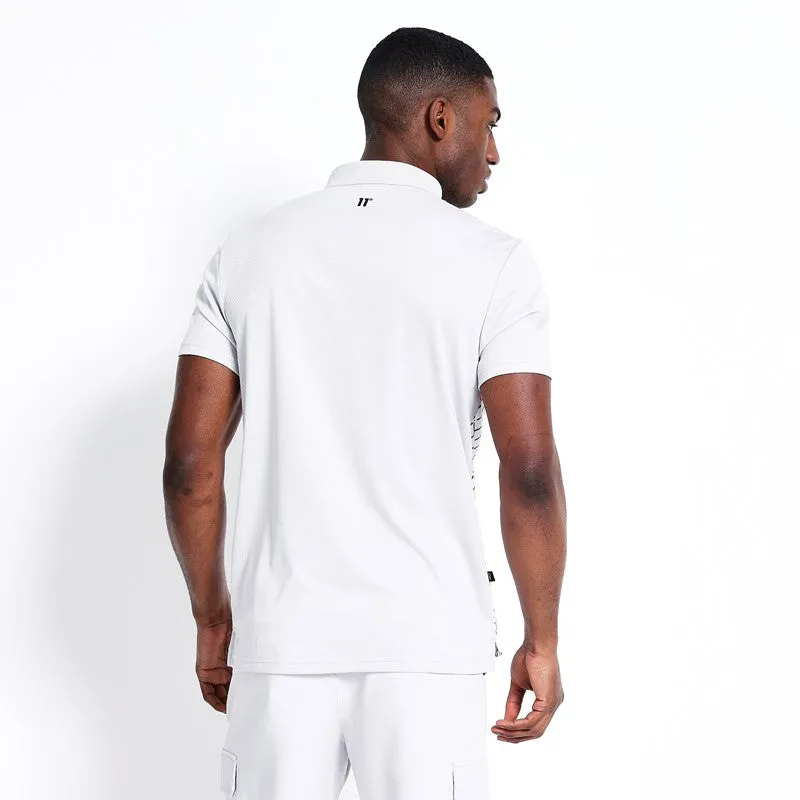 Printed Block Golf Polo - Vapour Grey / White / Black