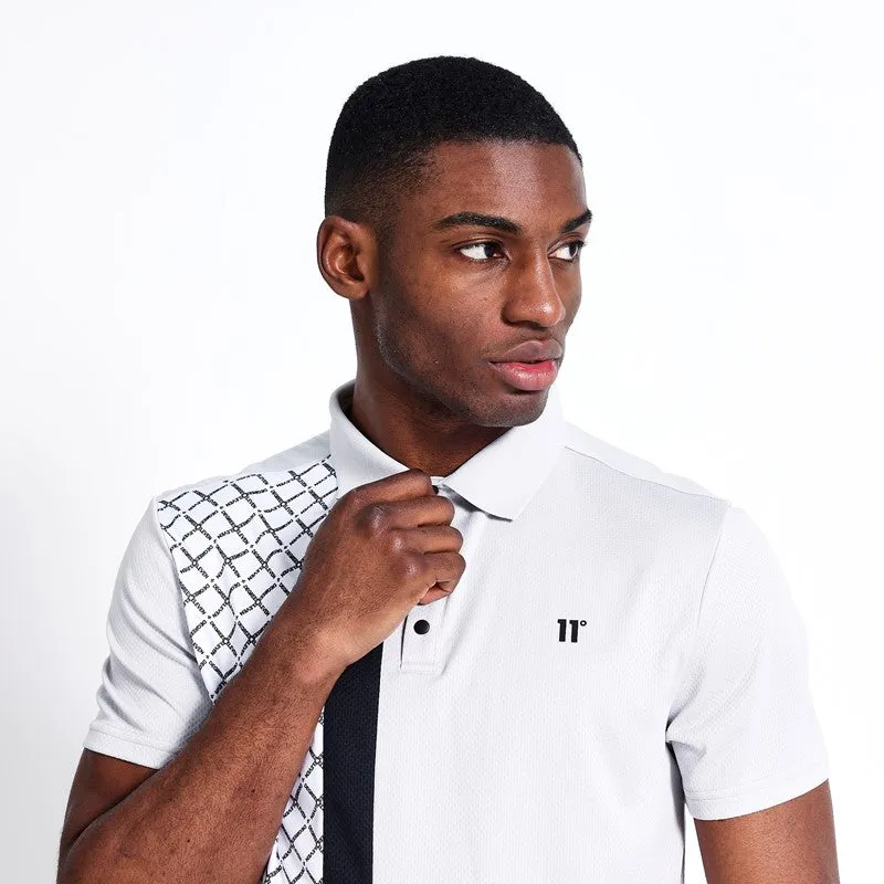 Printed Block Golf Polo - Vapour Grey / White / Black