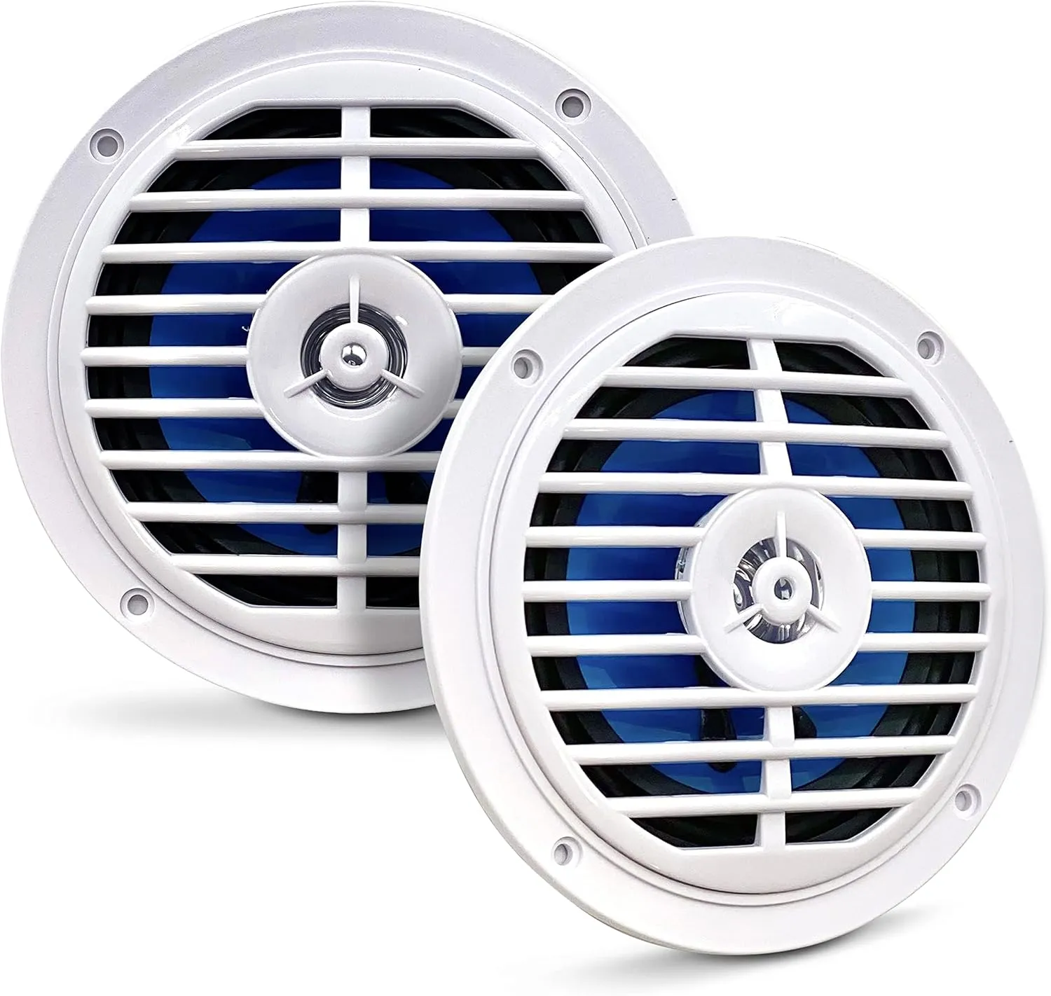Pyle 5.25 Inch Dual Marine Speakers - 2 Way Waterproof and Weather Resistant Outdoor Audio Stereo Sound System with 100 Watt Power, Polypropylene Cone and Cloth Surround - 1 Pair - PLMR57W (White)