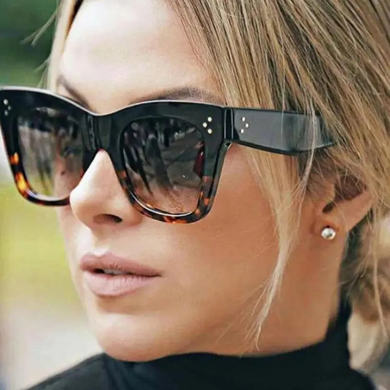Rectangle Gradient Rivet Shades Fashion Eyewear Sunglasses