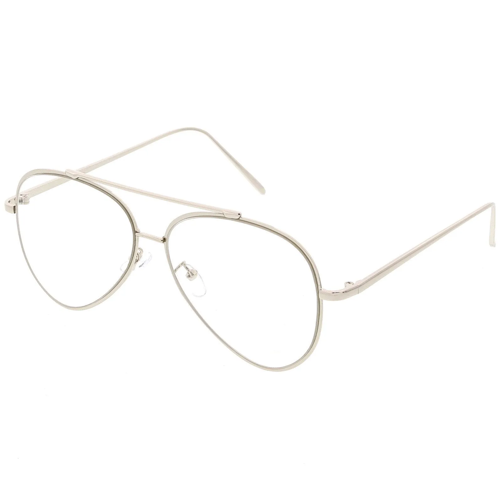 Retro Modern Teardrop Clear Flat Lens Glasses 58mm
