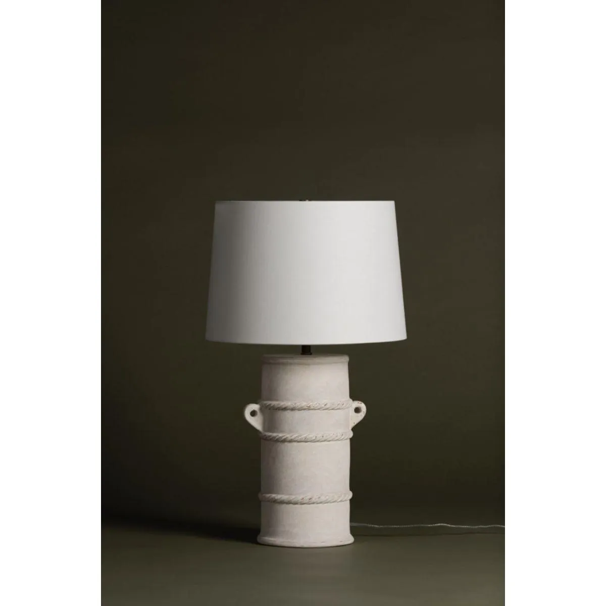 Siena Table Lamp Whitewash Terracotta with Patina Brass Accents