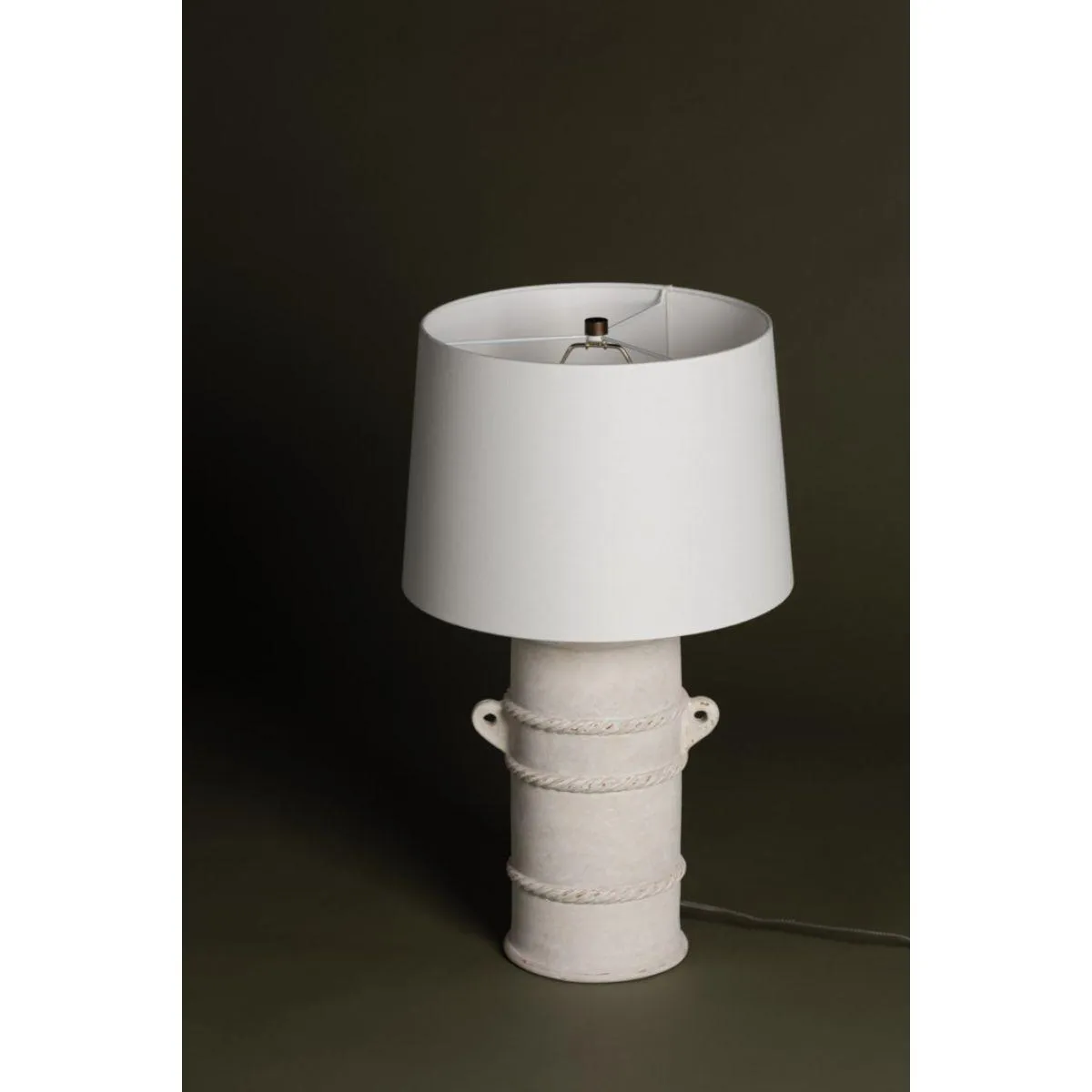 Siena Table Lamp Whitewash Terracotta with Patina Brass Accents