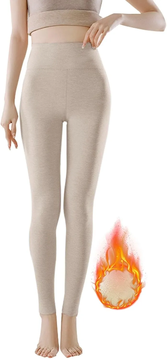 Soft Clouds Fleece Leggings for Women Casual Warm Winter Solid Pants Thermal Tights High Waist Yoga Pants