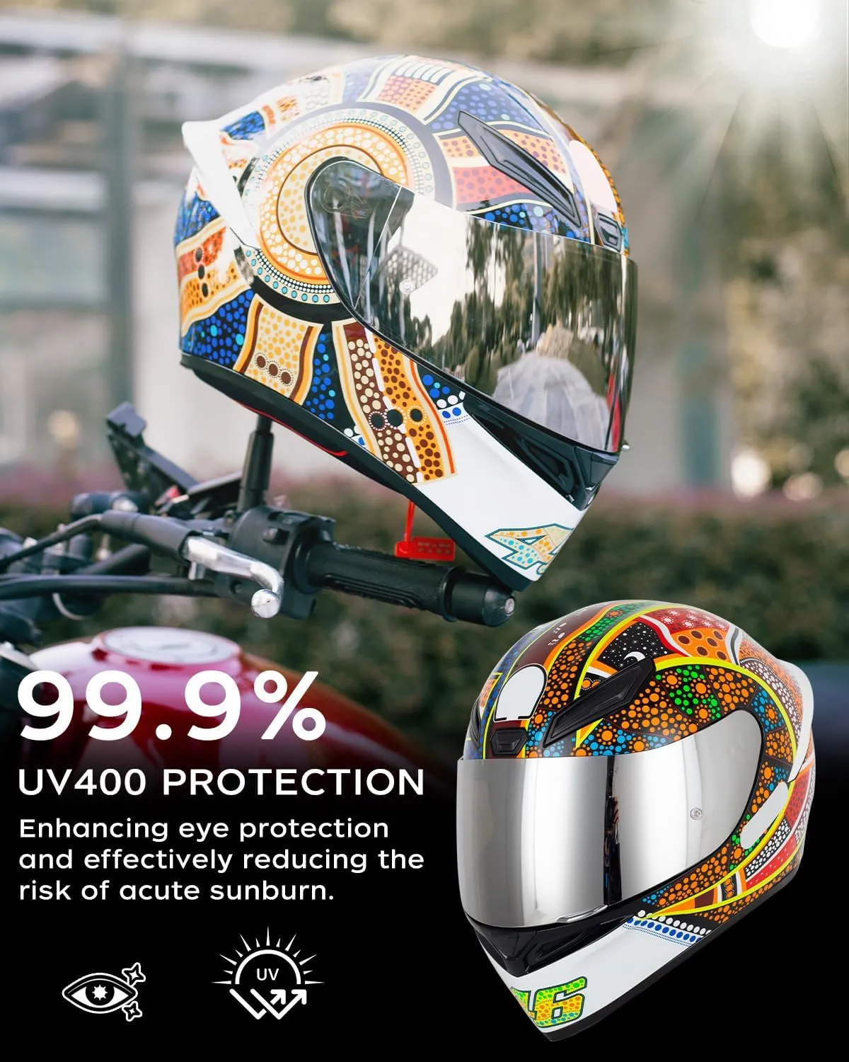 Soman K1 Helmet Visor Replacements, K1S Tinted Helmet Visor Compatible with K1 K1S K3SV K5 K5S UV Protection (Mirrored)