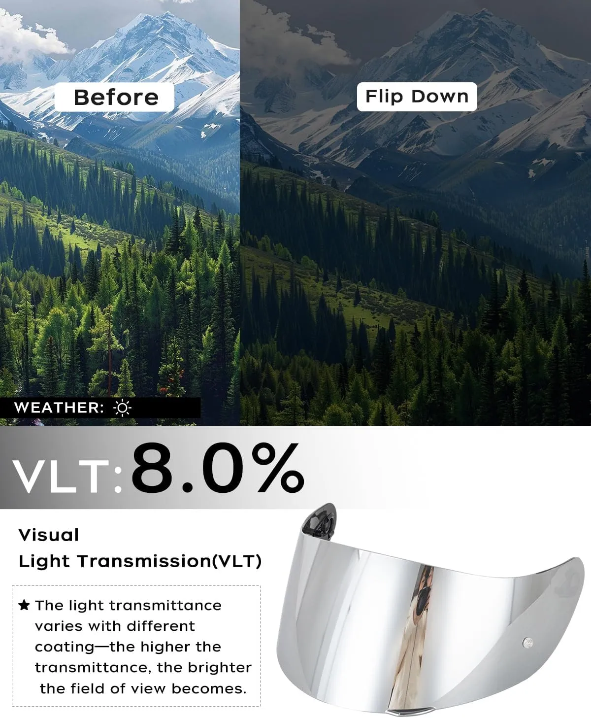 Soman K1 Helmet Visor Replacements, K1S Tinted Helmet Visor Compatible with K1 K1S K3SV K5 K5S UV Protection (Mirrored)