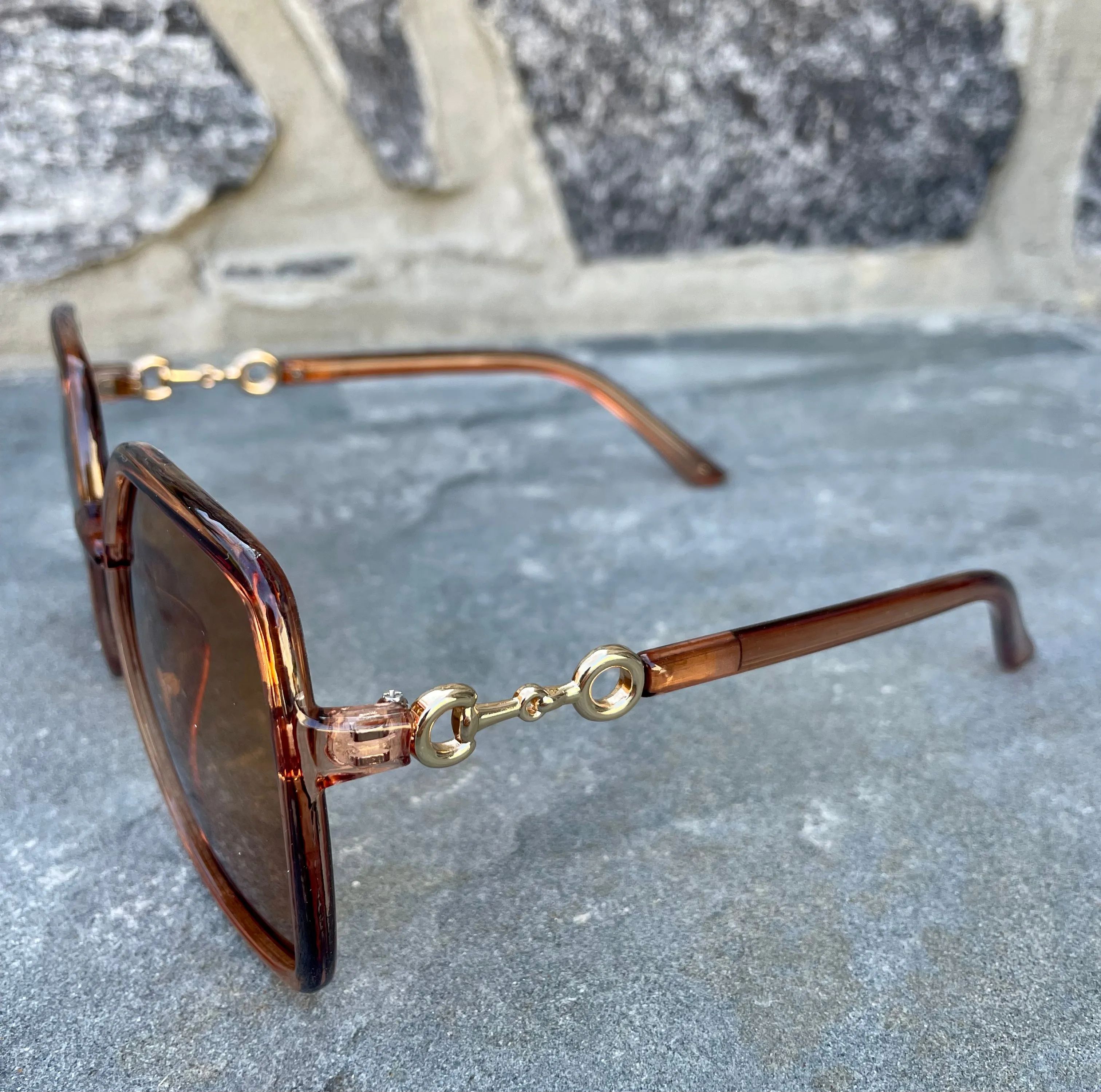 Square Gradient Sunglasses-Camel