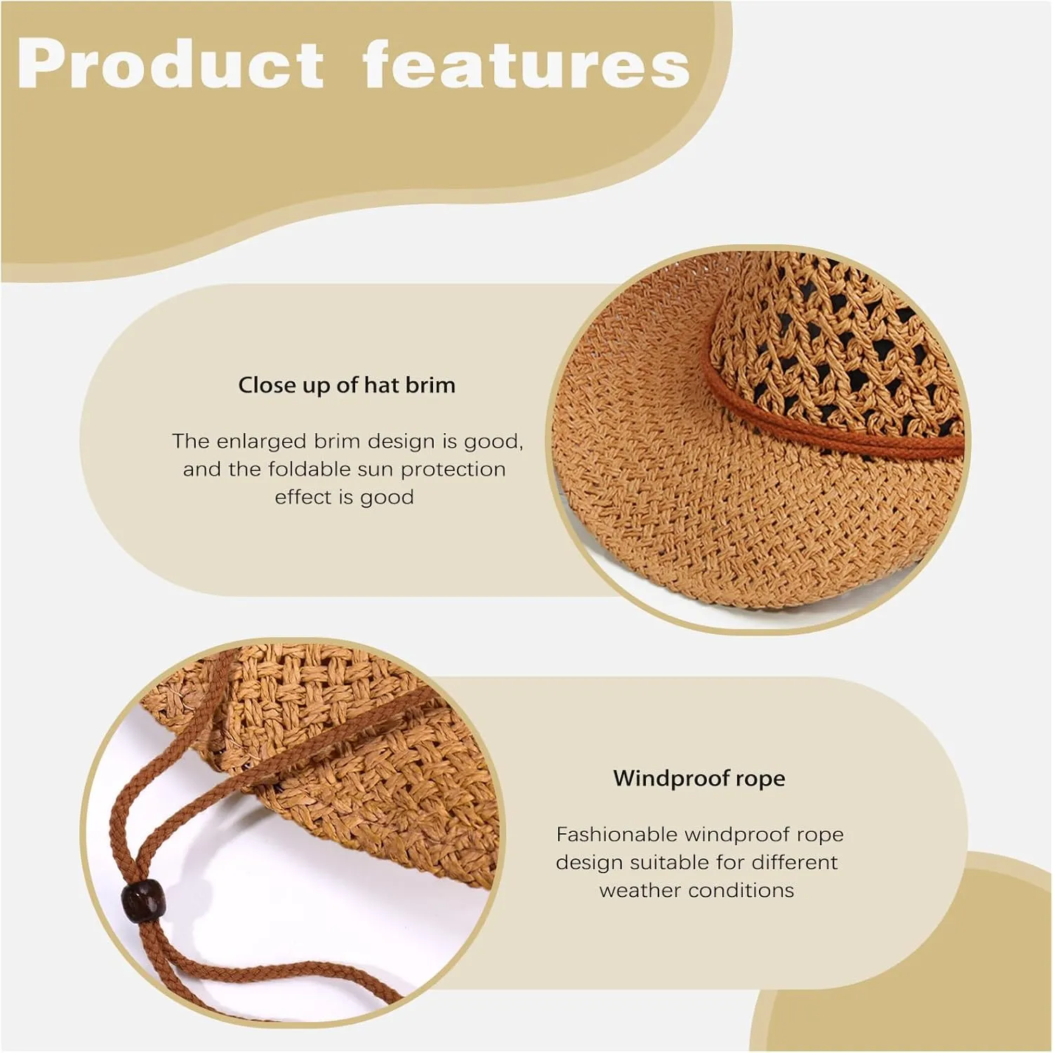 Straw Cowboy Hat Wide Brim Sun Hat Cowgirl Summer Western Cowboy Hat for Holiday Party Men Women with Sunglasses