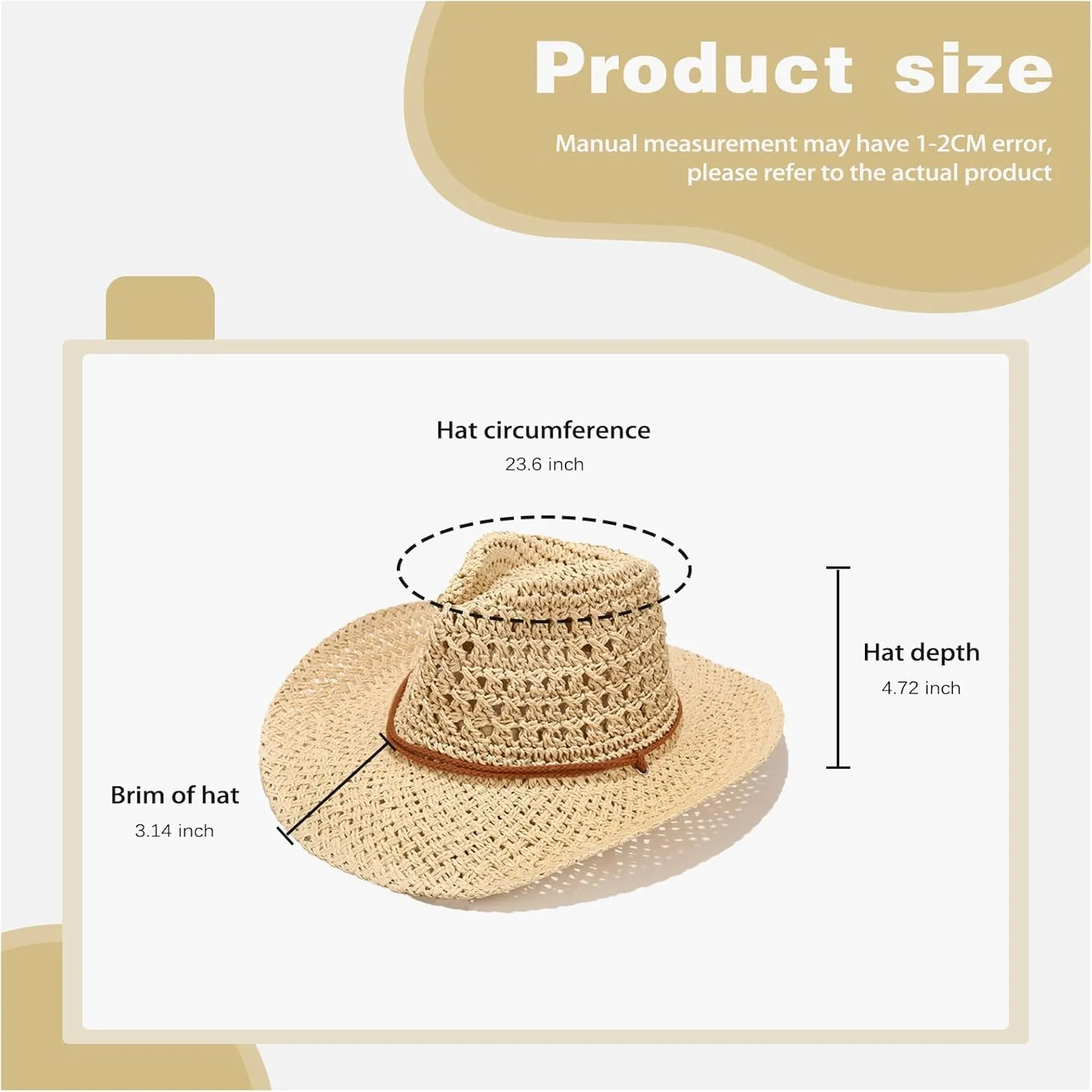Straw Cowboy Hat Wide Brim Sun Hat Cowgirl Summer Western Cowboy Hat for Holiday Party Men Women with Sunglasses