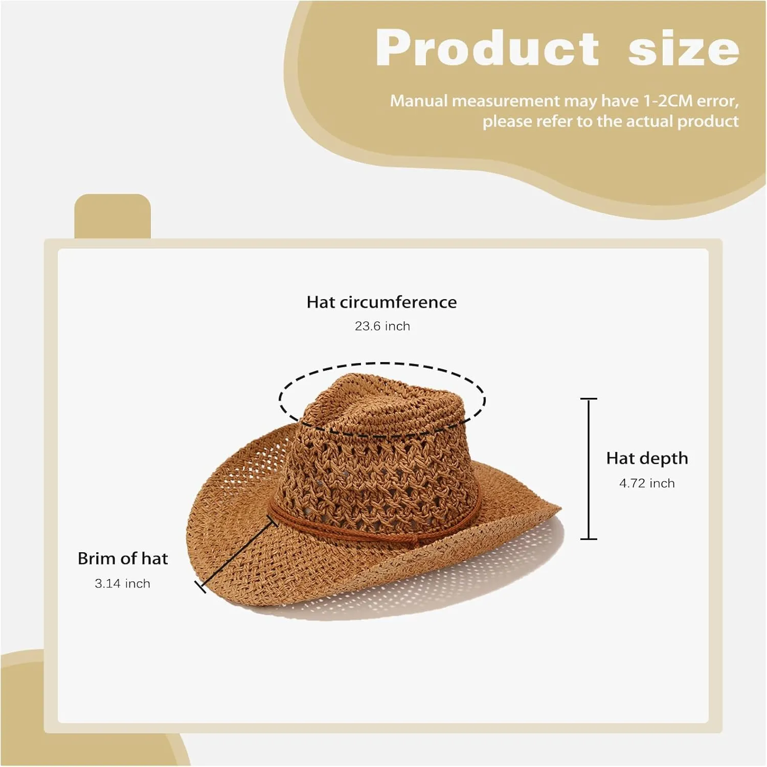 Straw Cowboy Hat Wide Brim Sun Hat Cowgirl Summer Western Cowboy Hat for Holiday Party Men Women with Sunglasses