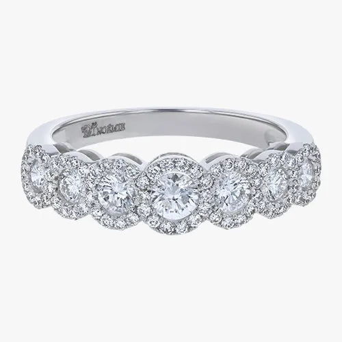 The Round Diamond Halo Half Band Ring