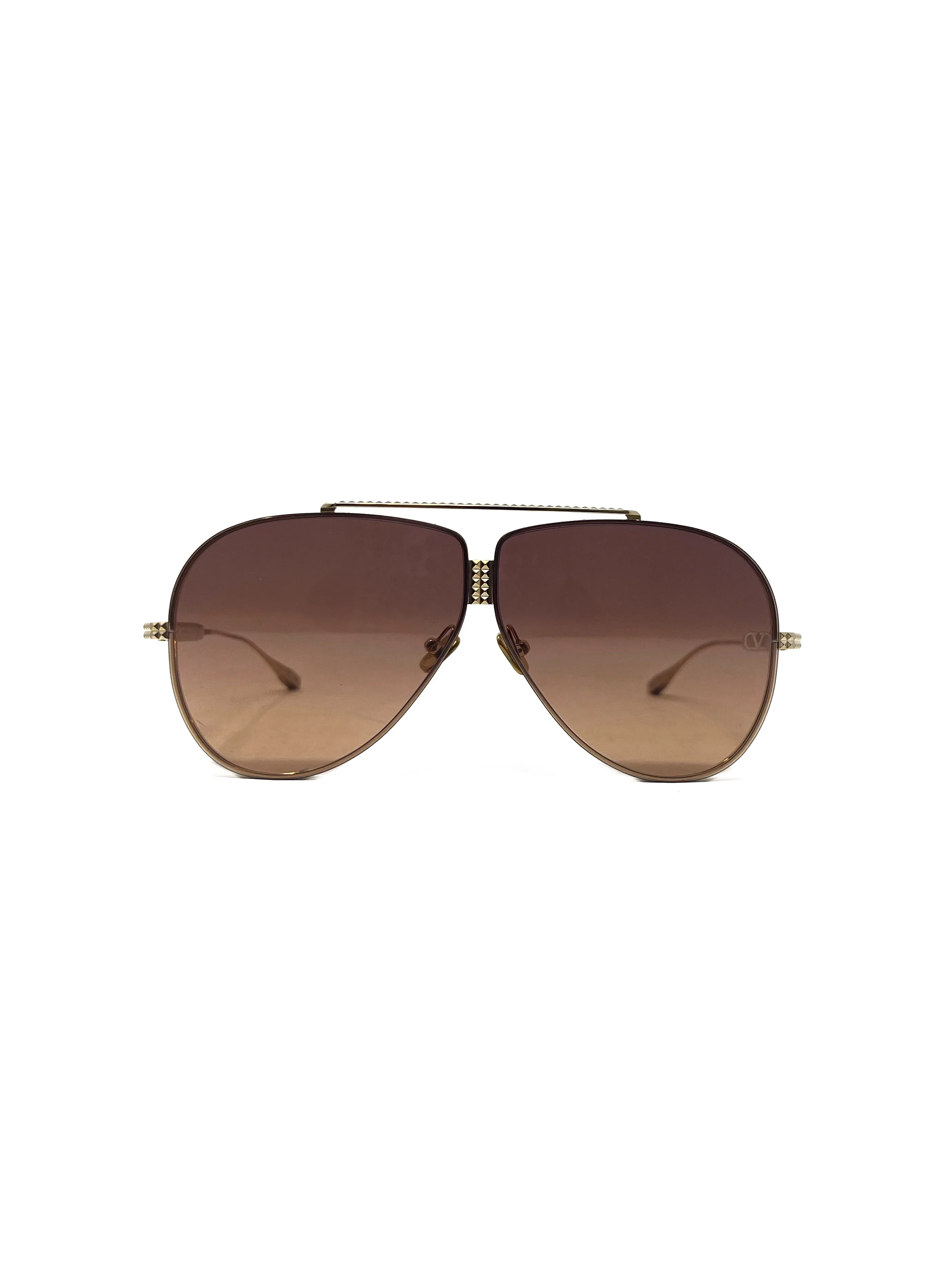Valentino WWC! '24 XVI Aviator Titanium Stud Sunglasses
