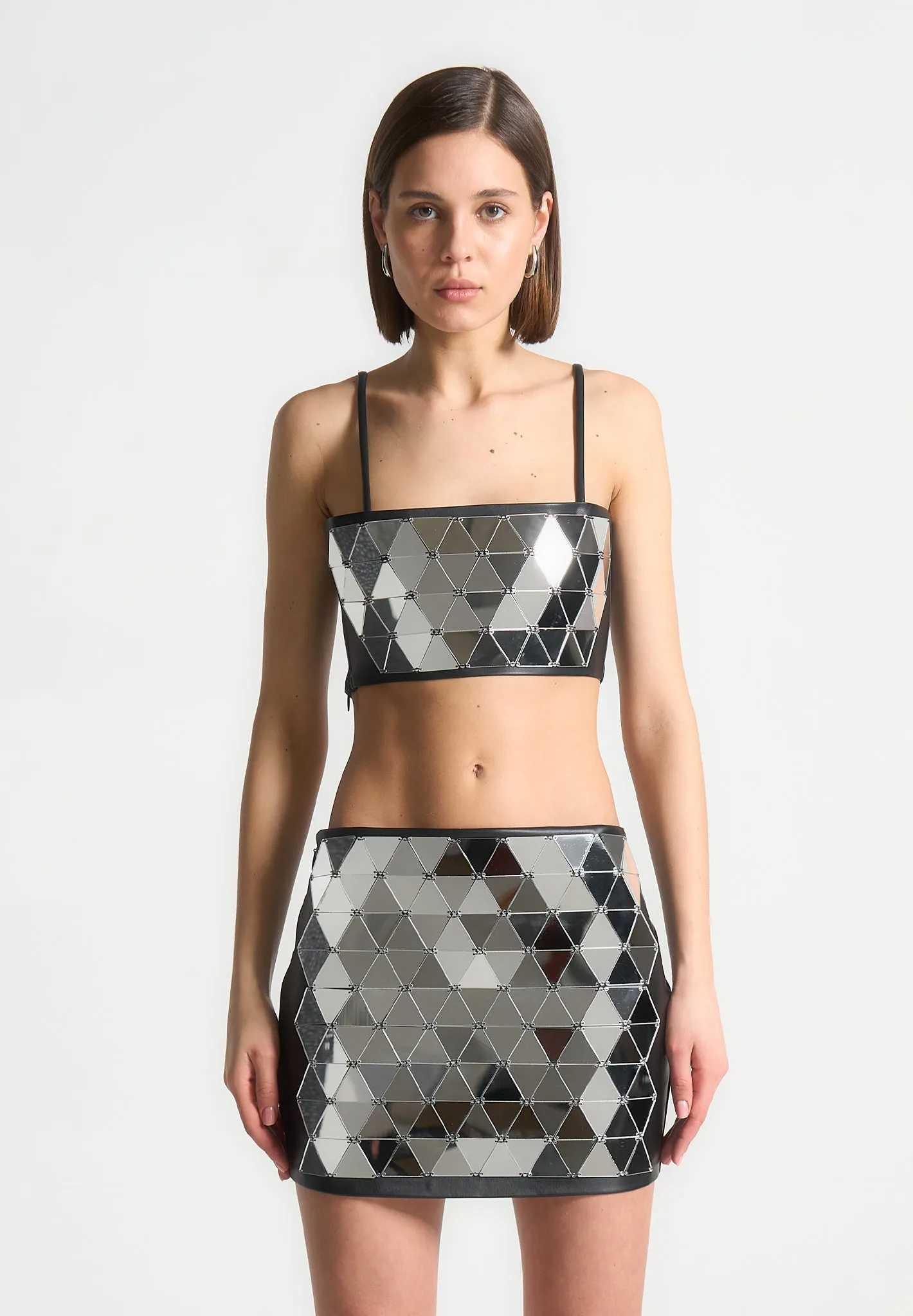 Vegan Leather Mirrored Bandeau Top