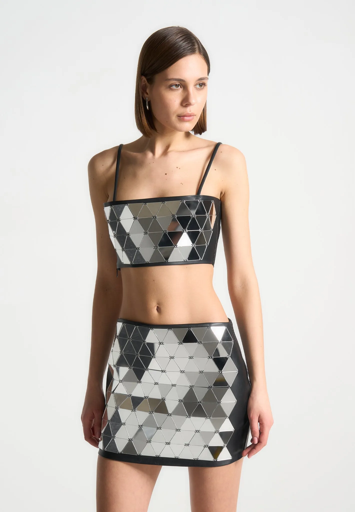 Vegan Leather Mirrored Bandeau Top