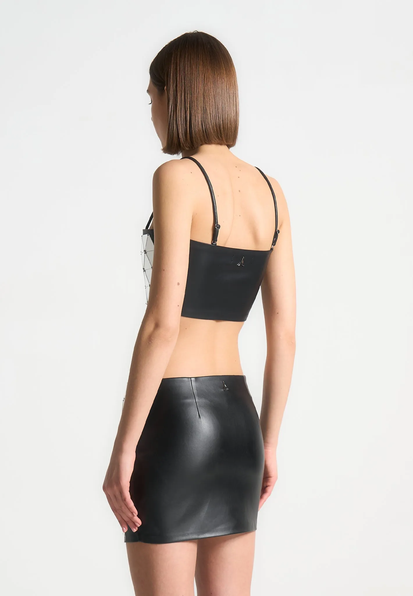 Vegan Leather Mirrored Bandeau Top