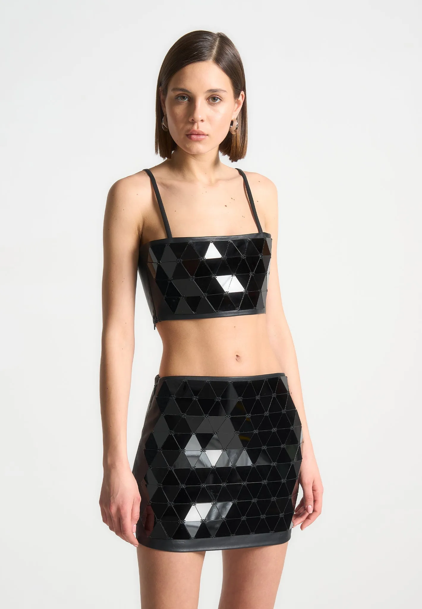 Vegan Leather Mirrored Bandeau Top