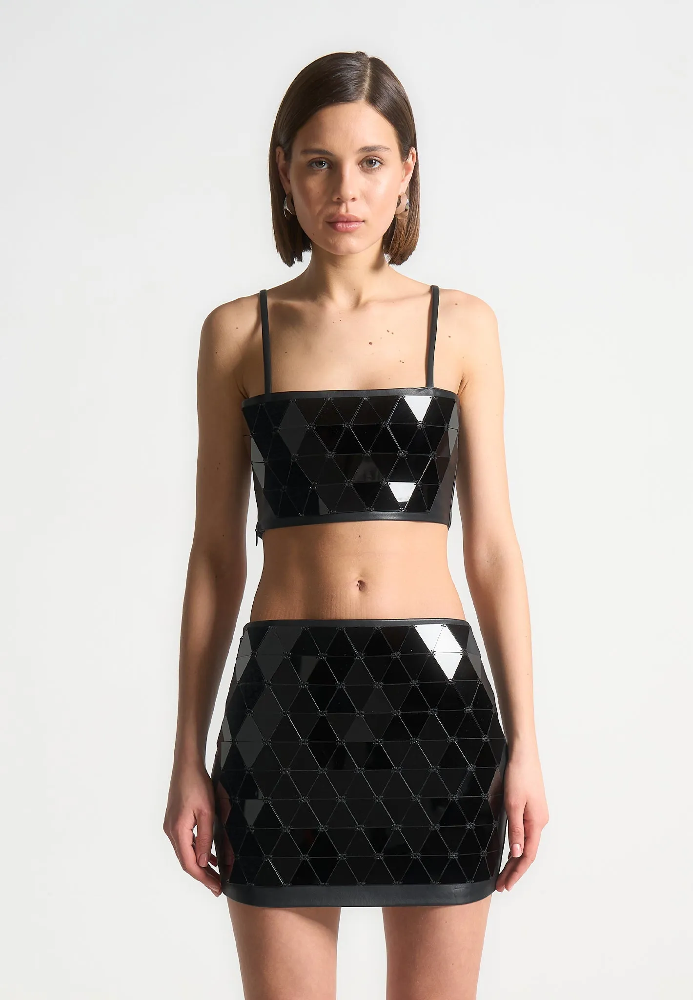 Vegan Leather Mirrored Bandeau Top