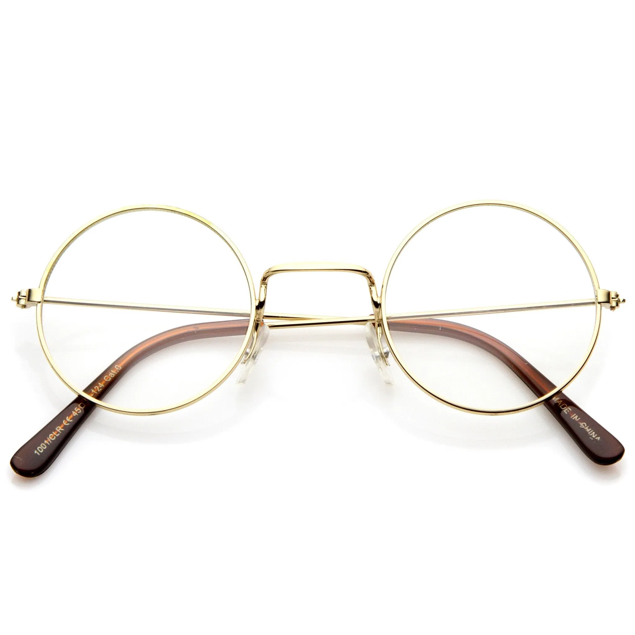 Vintage Inspired Round Metal Frame Clear Lens Glasses