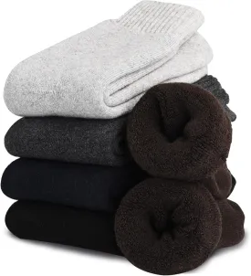 VoJoPi Wool Socks Mens Thick 5 Pairs Thermal Warm Winter Socks for Men Super Soft Cozy Boot Socks for Cold Weather